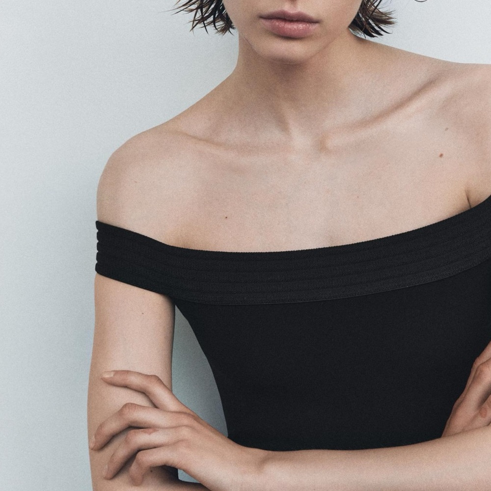 Elegant Black  Off-Shoulder Top